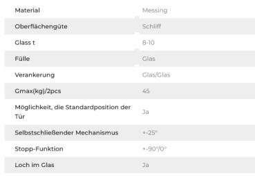 Messing Türbeschlag Scharniere für Schwingtür Glastür Pendeltür geschliffen K320